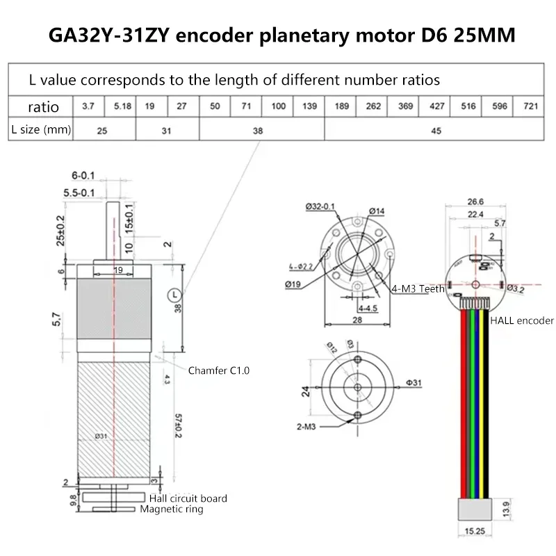 12V24V Mini DC 32-31ZY Miniature All-metal Planetary Gear Reducer Motor with Brush DC Low-speed Small Motor Large Torque Motor