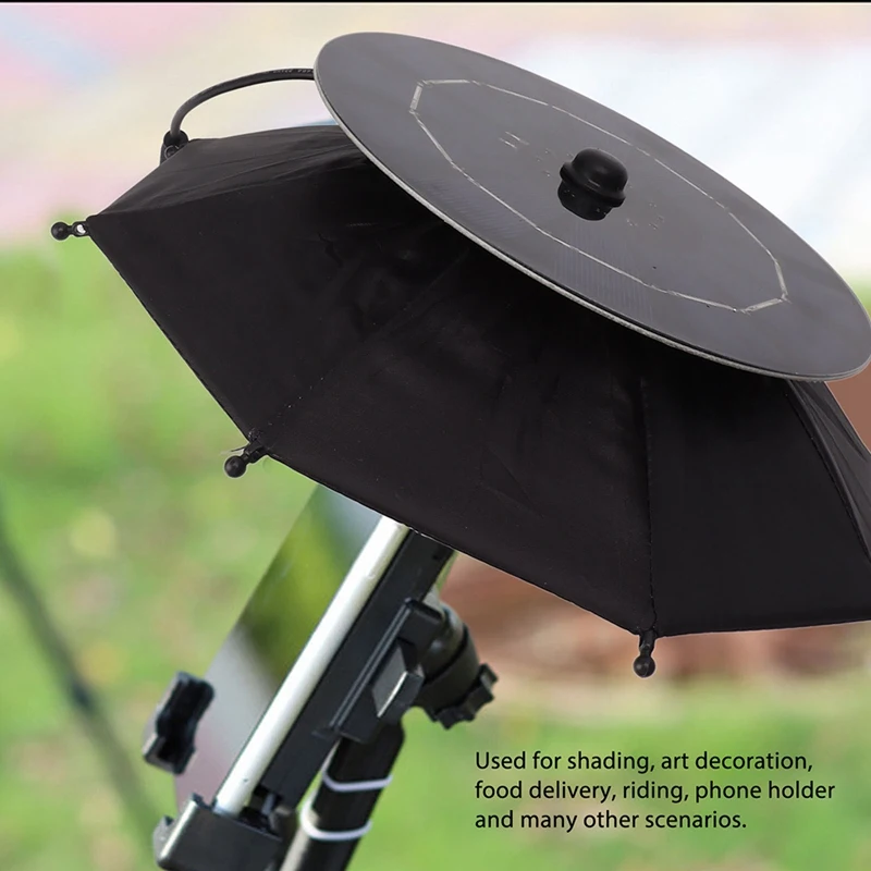 Solar Phone USB Umbrella Phone Mini Umbrella USB Charging+Solar Power For Outdoor Cycling Fishing Black