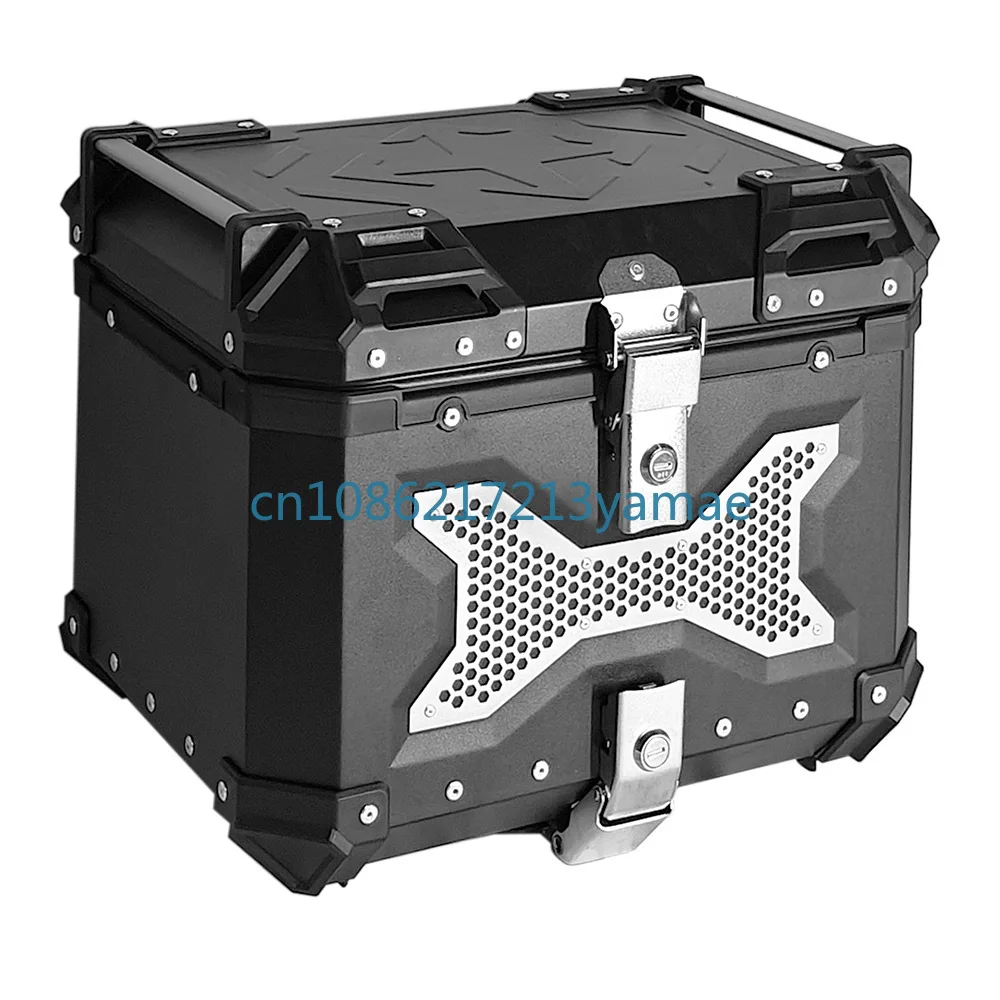 

45l Motorbike Trunk Storage Waterproof Quick Release Aluminum Alloy Tail Box Storage Box Removable Embossed Tail