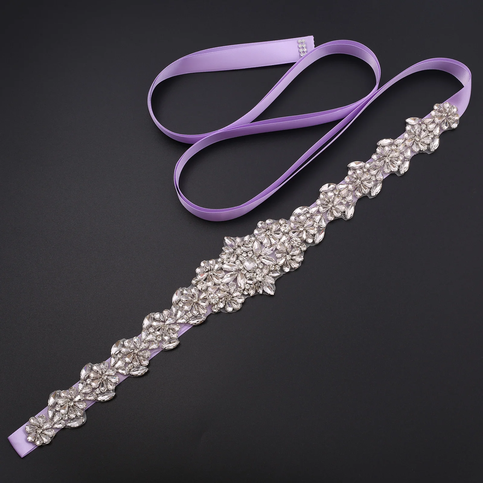 NZUK Hand-made rhinestones Pearl Bridal Belt Silver Crystal Sash Beaded Appliqued Sash Belt For Wedding Dress