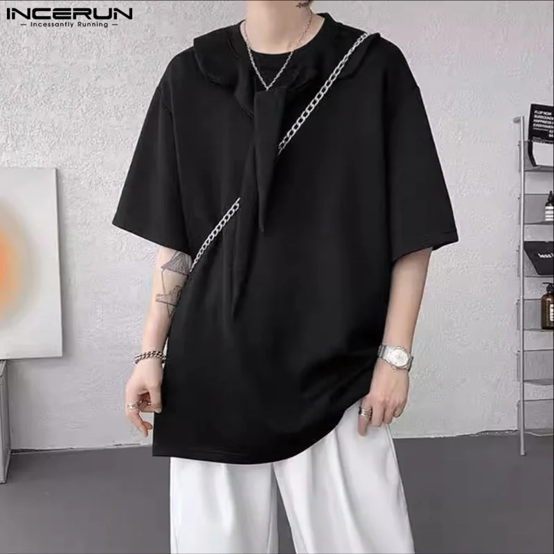 INCERUN الصيف الرجال تي شيرت موضة نصف كم بلايز المحملة بلون Blusas ملابس للرجال ملابس الشارع الشهير بلايز تي شيرت كبير الحجم