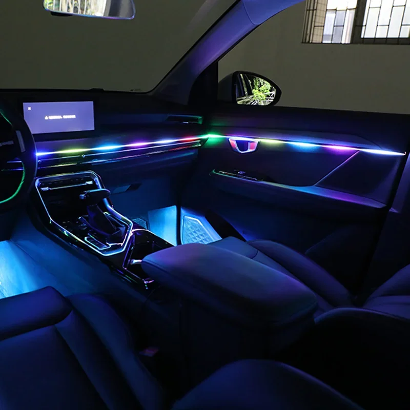 

140cm Car Ambient Light 64 Color Acrylic Strips 110cm 90cm 75cm 35cm 20cm Full Colors RGB Car Interior Bluetooth App Control