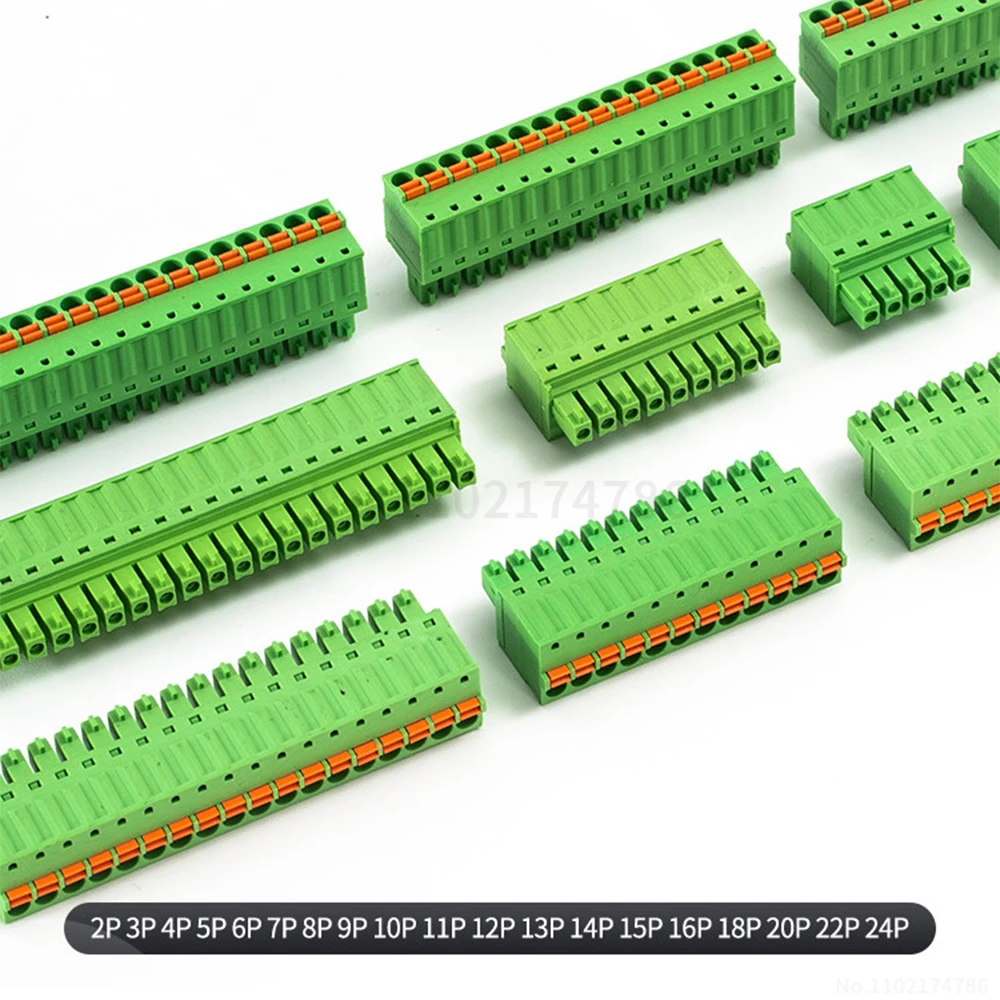 (1 pcs) 15EDGKD - 3.5mm spring-loaded terminal block 2~24P screwless plug-in quick-connect wiring KF 2EDGKD 3.5