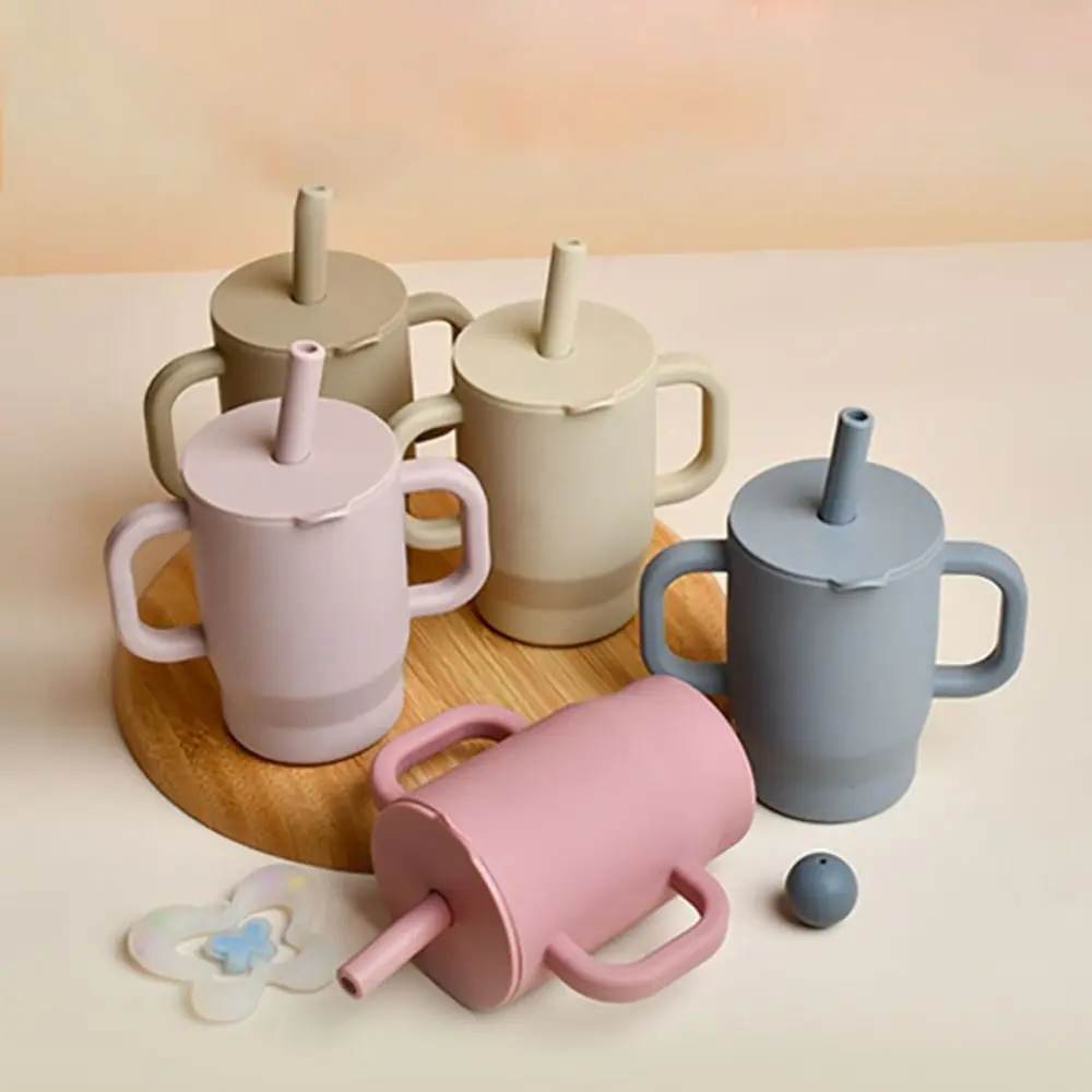 

Baby Tableware Food Grade Silicone Baby Sippy Cups Heat-resistant 180ml Feeding Cup BPA Free Drop-proof Baby Straw Cup Snack