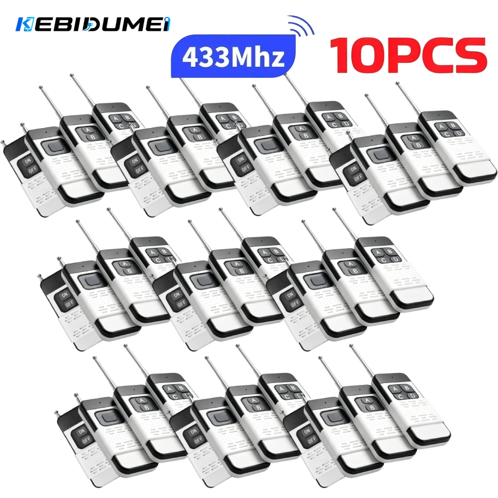 KEBIDUMEI 10PCS 433Mhz 1000m Long Distance Remote Control 1/2/4CH RF Remote Control 1527 Learning Code Transmitter For Lamps