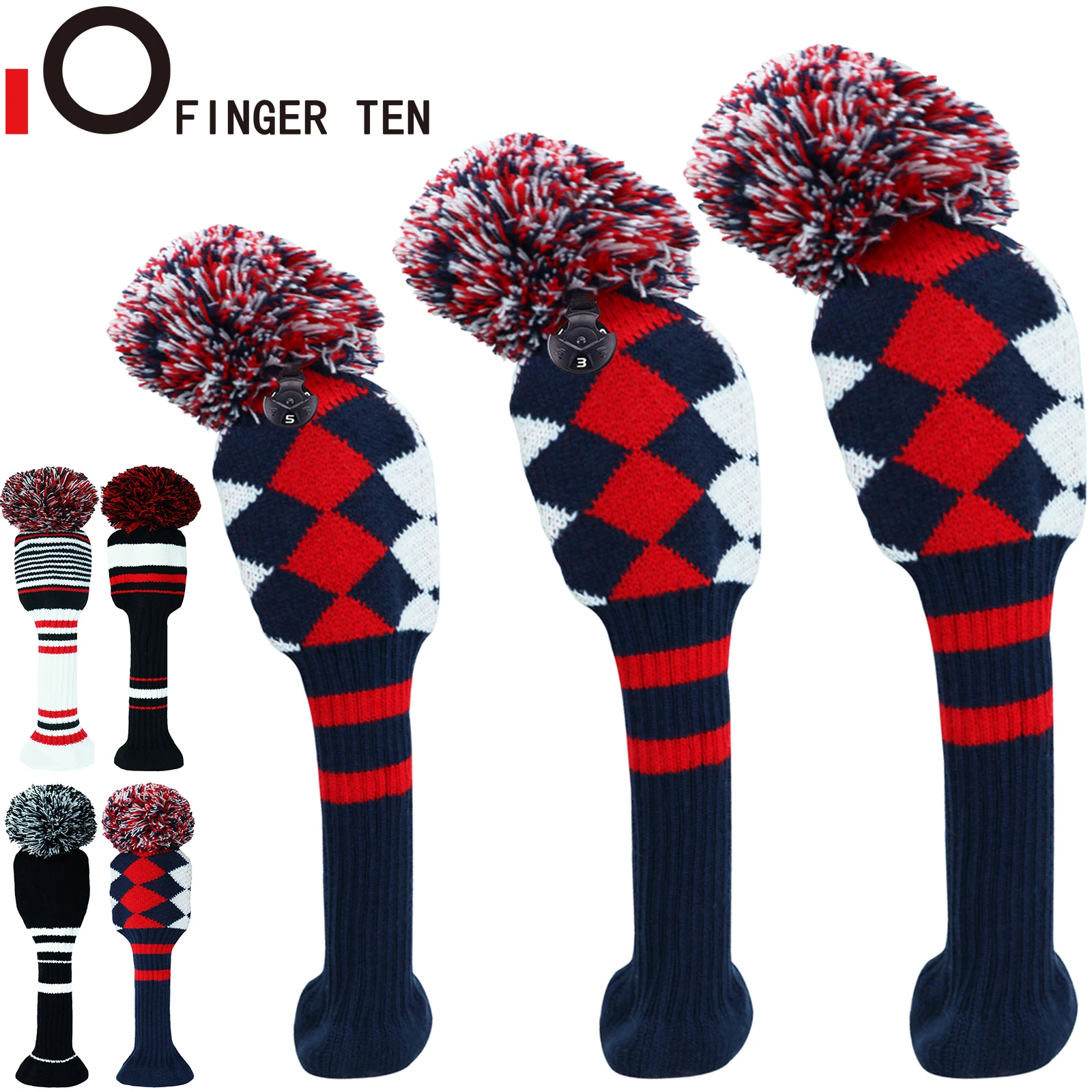 

New Pom Design Golf Club Covers Headcovers Set #1 #3 #5 for Driver Fairway Hybrid Putter Headcover 1 3 4 5 7 X Drop Shipping