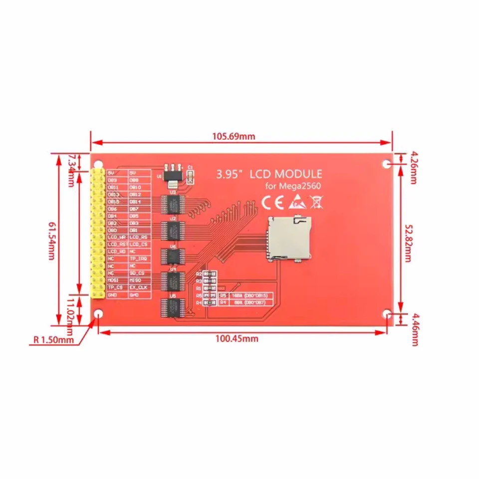 3,95 "/4,0" pulgadas 320*480 ILI9488 TFT Color LCD pantalla Módulo de visualización con Panel táctil para Arduino UNO Mega2560 de 8 bits