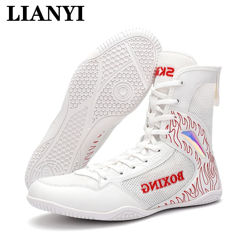 

LIANYI Boxing Shoes High Top Men's And Women's Wrestling Boots Couple Non-slip Sports Shoes Men's Breathable Wrestling Boots
