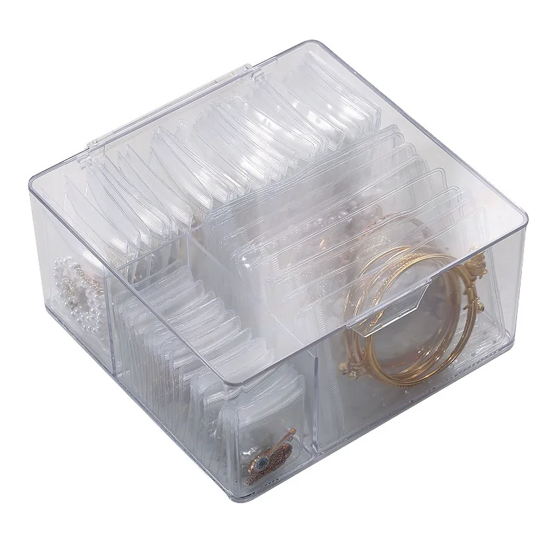 Clear Storage Box / Anti-oxidation Jewelry Bag, Earrings Necklace Jewelry Box with Portable Earrings Ring Storage Bag