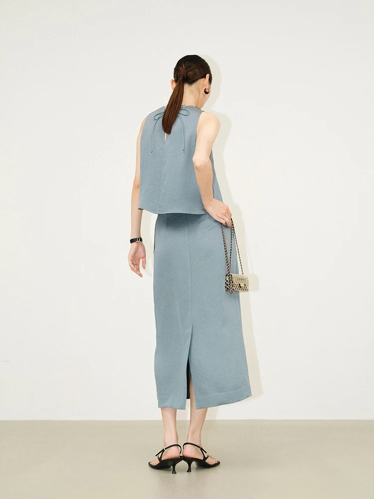 الصيف عالية الجودة تنورة غير رسمية الزي الربيع المرأة أكمام الظهر الدانتيل يصل Vset + ارتفاع الخصر مستقيم التمثال تنورة قطعتين مجموعة #2