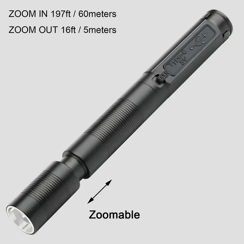 Rechargeable Waterproof USB Small Flashlight, With Clip, Medical Pen Light