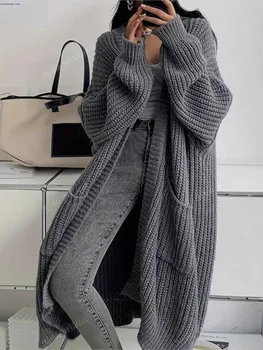 Casual Knit Cardigan Lady Fashion Solid Long Sleeve Loose Sweater Loose Tops For Women Holiday Streetwear Women's Clothing New 2