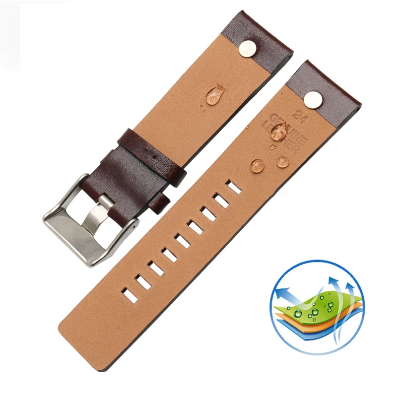 Cow Leather strap for DIESEL watchband fit DZ7312  DZ4323  DZ7257 with stainless steel pin buckle strap 22m 24mm 26 28 30mm band