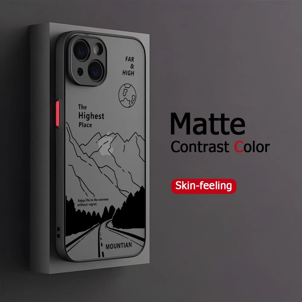 Mountains Sunrise Line Handyhülle für Apple iPhone 18 17 16 15 14 Plus 13 12 Mini 11 Pro Max X Xs XR 7 8 Matte Hartschale – Detail 9