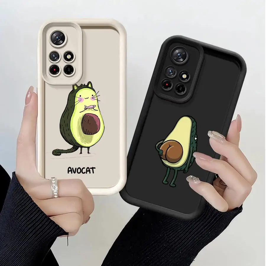 Custodia morbida per Xiaomi Redmi Note 12s 11s 13 14 Pro Plus 10 11 12 Pro Cartoon Avocado Famiglia