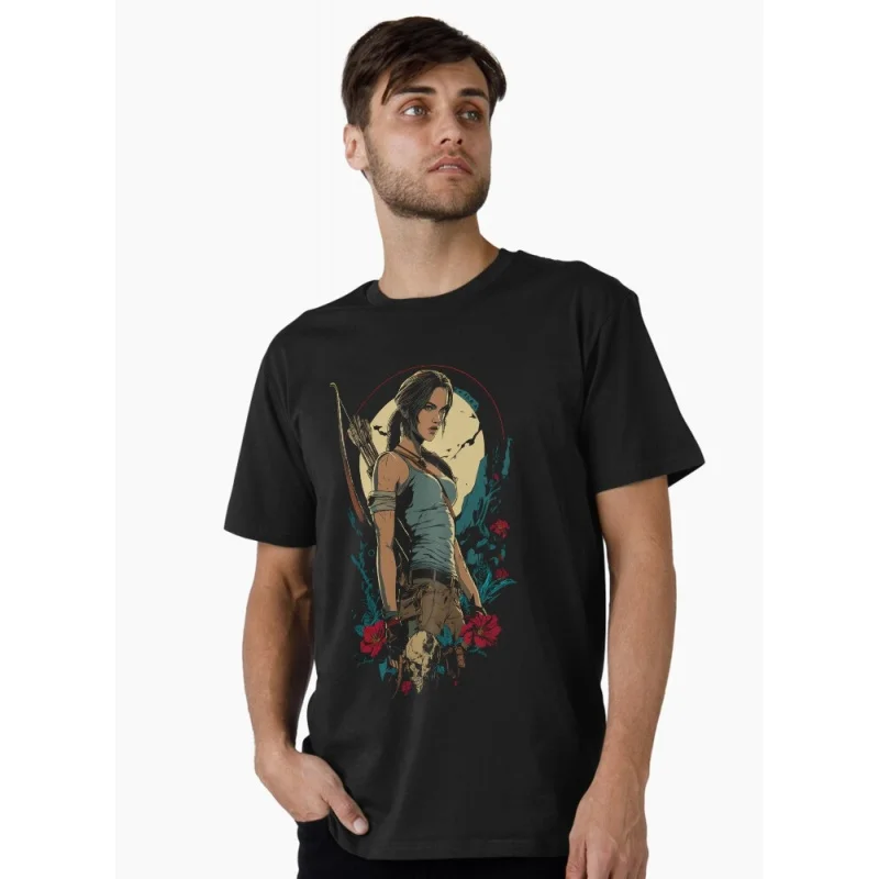 

80s Retro video game Tomb Raider 0401 Lara Croft Gift t shirt for men 100% cotton printed Graphic Clothes All size Tops S-6XL