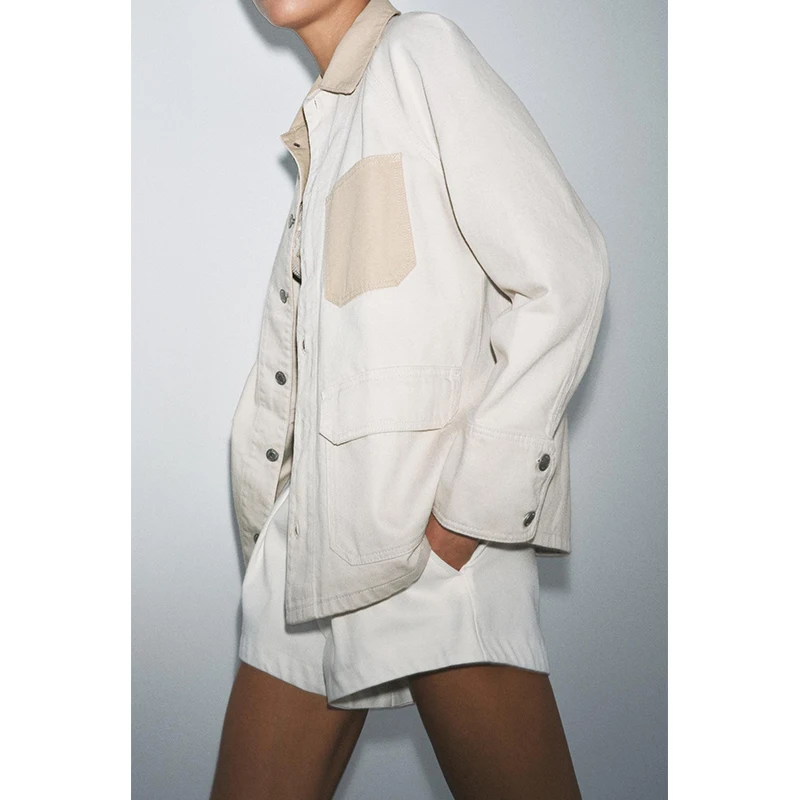 Primavera nova casual feminino longo sve irt casaco gola design ket decorado outerwear confortável fibra de poliéster