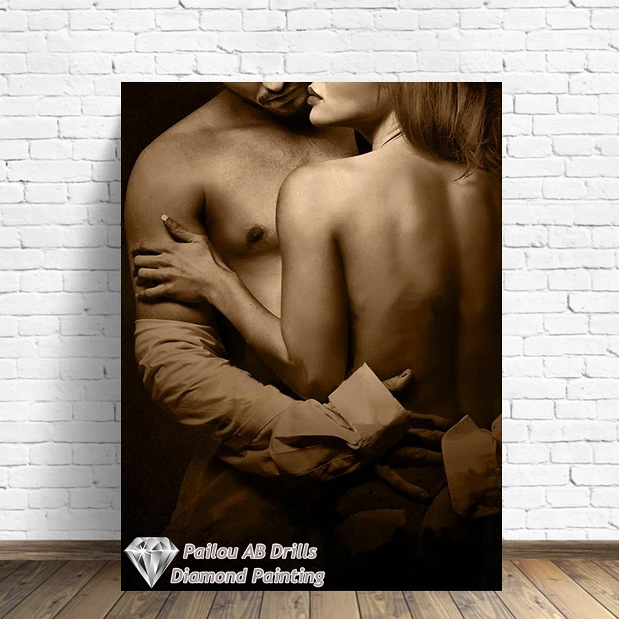 

AB Drills Diamond Painting Kits Sexy Men And Women Photo Art 5d Diy Full Drills Mosaic Cross Stitch Embroidery Home Decor Gift