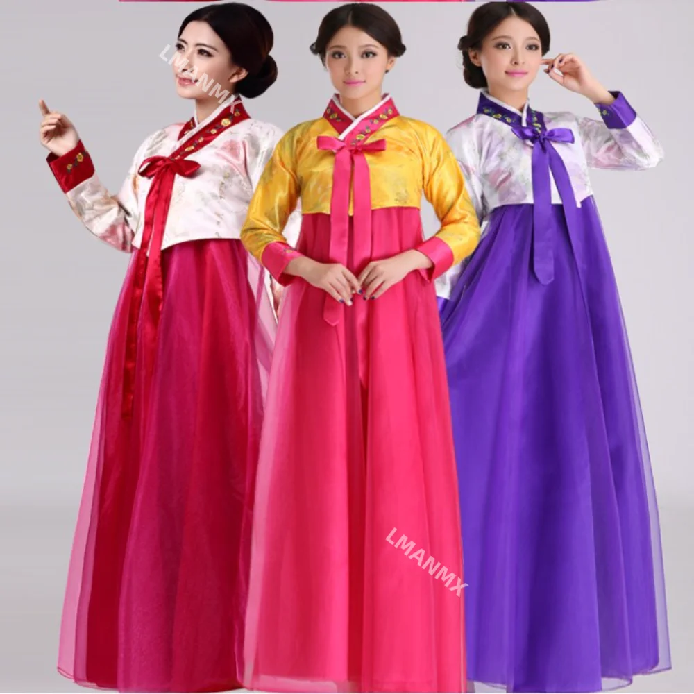 Female Korean Stage Dance Costume Korea Traditional Elegant Princess Palace Costume Korea Emboridery Party Modern Hanbok Folk