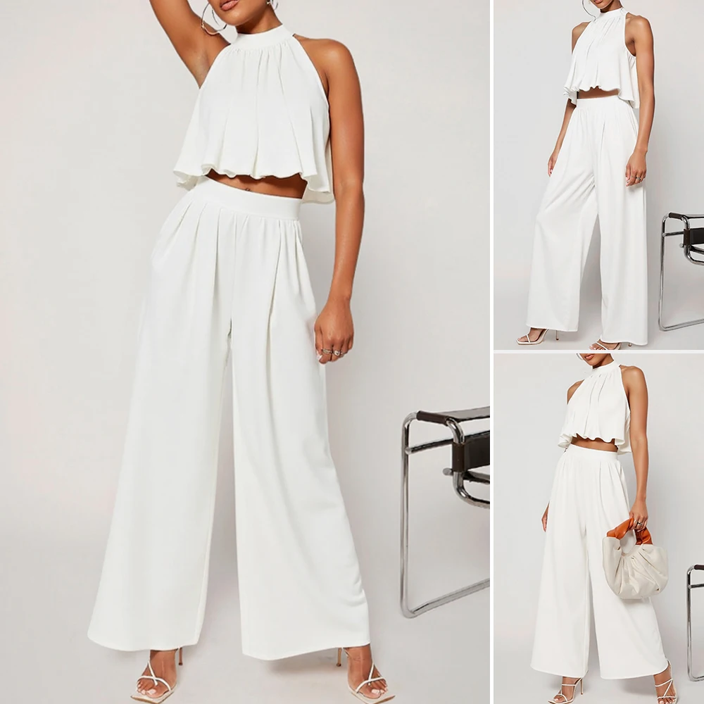 Mia Muse Boutique اقتصاص الخصر الطبيعي الكاحل مجموعات يومية للنساء مجموعات الصيف المناسب سليم طيات قبالة الكتف الرسن الرقبة