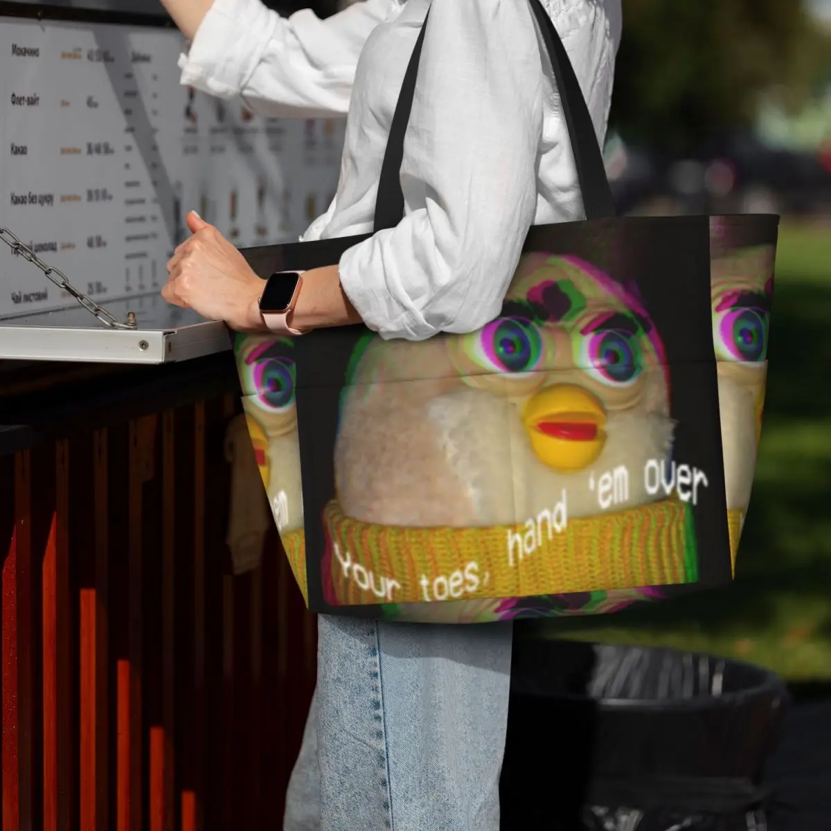 

Long Furby Give Him Your Toes Пляжная сумка-тоут Спортивная сумка для занятий йогой в тренажерном зале Большая сумка-тоут Женская дорожная сумка Сумка для фитнеса