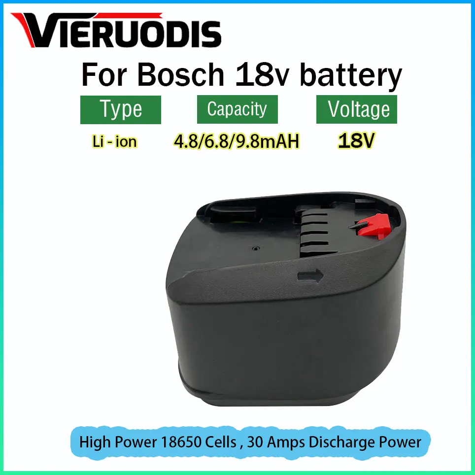 

6.8/9.8Ah Li-ion Rechargeable Battery 18V for Bosch Tools PSB PSR PST 18 Li-2 2607335039 2607335040 2607336208 (only for Type C)