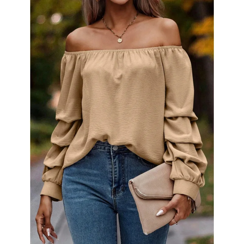

Shoulder Bared Chiffon Shirt Women's Fashion Spring 2026 Deformation Resistant Other Material 100% Other Style Fly Sleeve