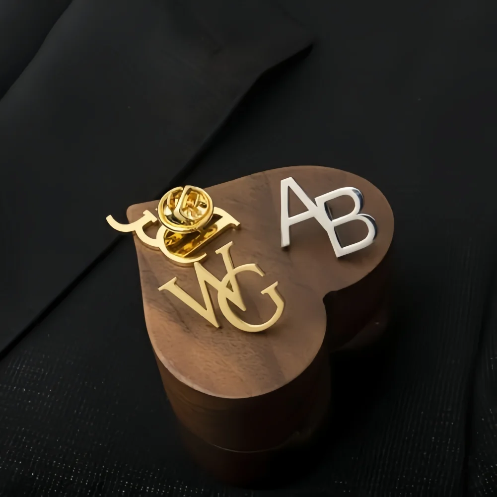

Amaxer Letter Engraved Men Lapel Pin Personalized Name Gifts Handmade Jewelry Initial Pin Monogram Pin Groom's Accessory Gift