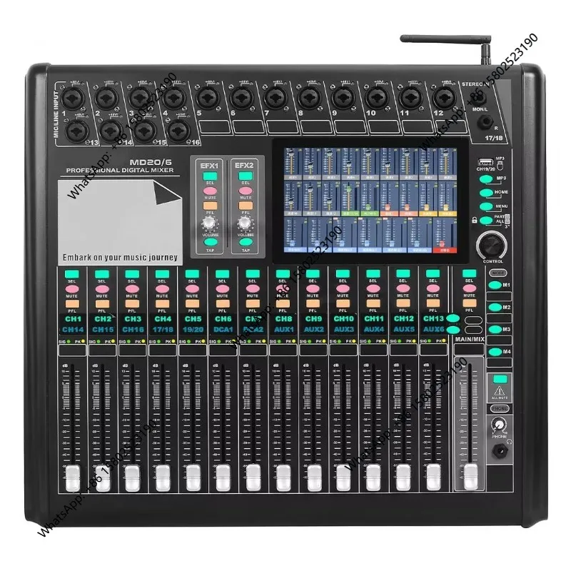 

Professional 20 Channel Digital Mixer Console Touch Screen Control Built-In Effects USB Recording For Stage Sound Performance