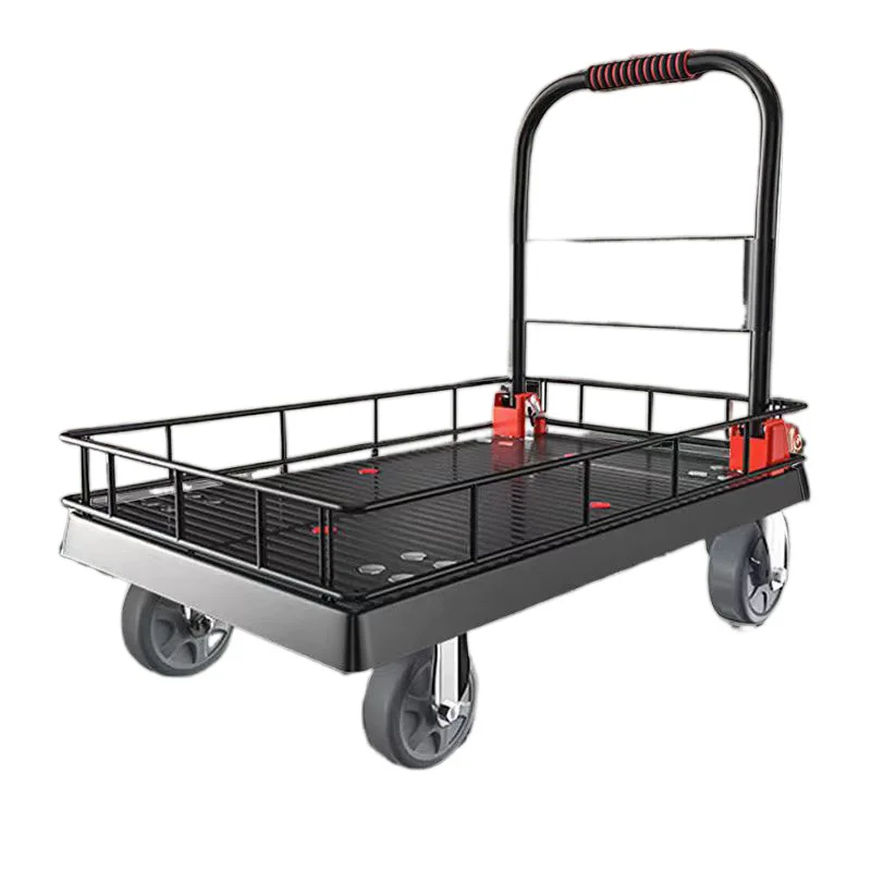 

Flat Small Fence Cart Thickened Foldable Office Stall Hand Push Four Wheels