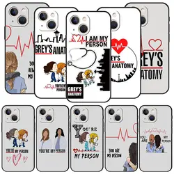 Phone Case For iPhone 16 15 14 13 12 11 Pro Max XS X XR SE 7 8 Plus Soft Silicone Black Cover Greys Anatomy You Are My Person