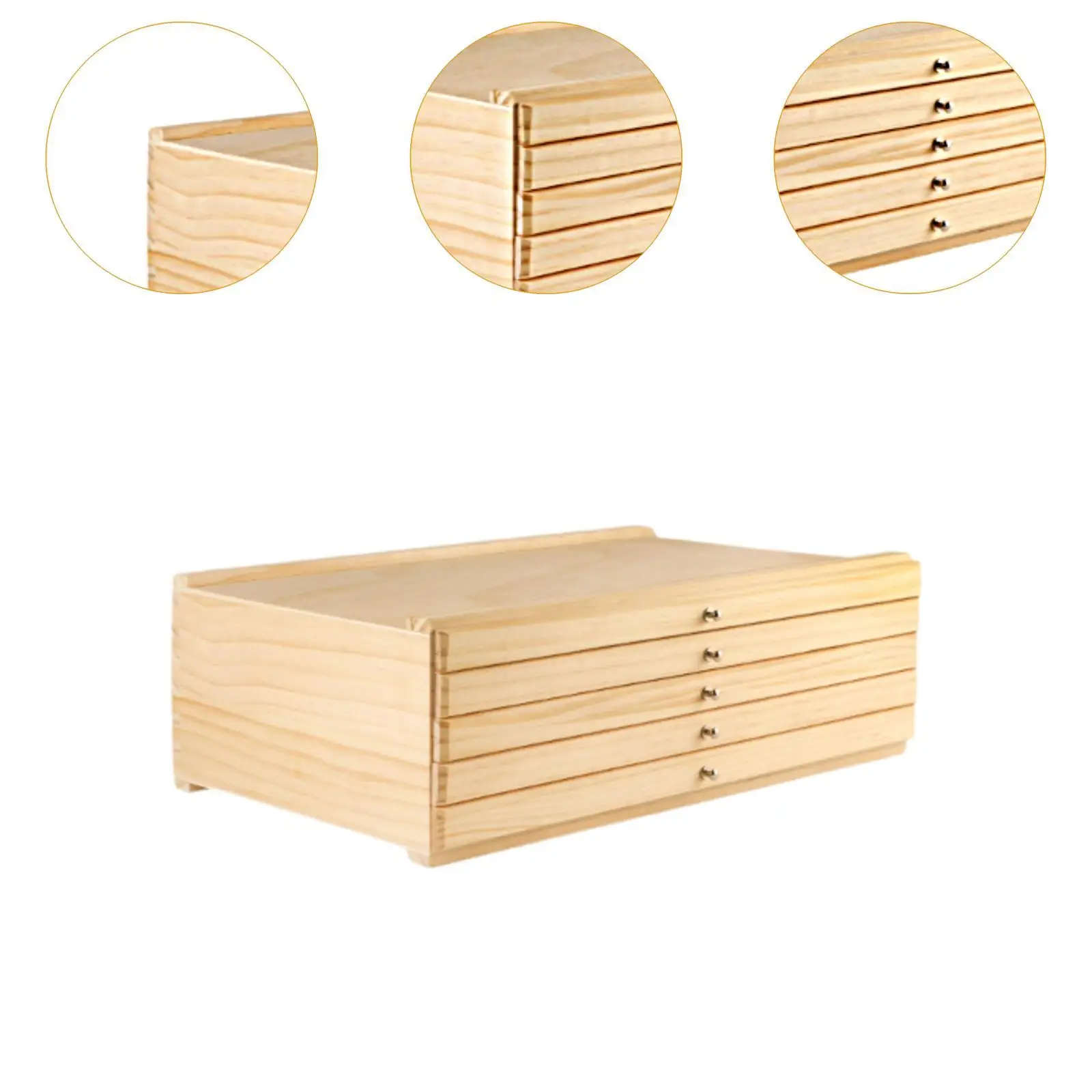 Wood Artist Supply Storage Box Organizer with Five Drawers Sturdy Trendy Art Storage Box Case for Pens Pencils