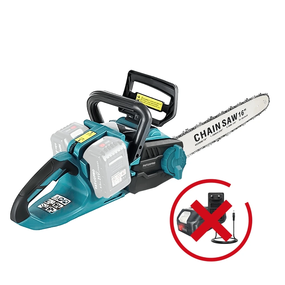 Sierra de cadena eléctrica inalámbrica sin escobillas de 16 pulgadas, herramientas de carpintería para cortador manual de ramas de huerto para batería Makita (sin batería)