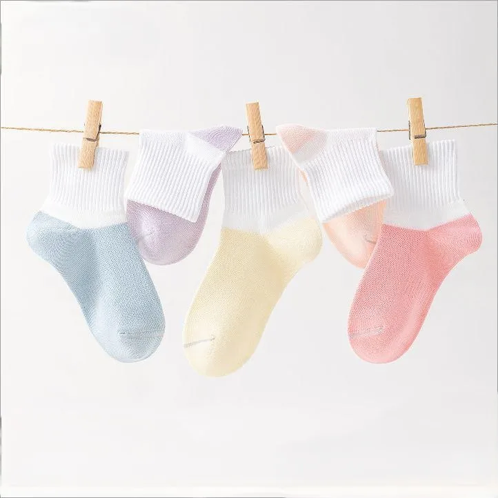 5 Pairs Summer Kids Mesh Socks Breathable Antibacterial Pure Cotton Comfortable Fit