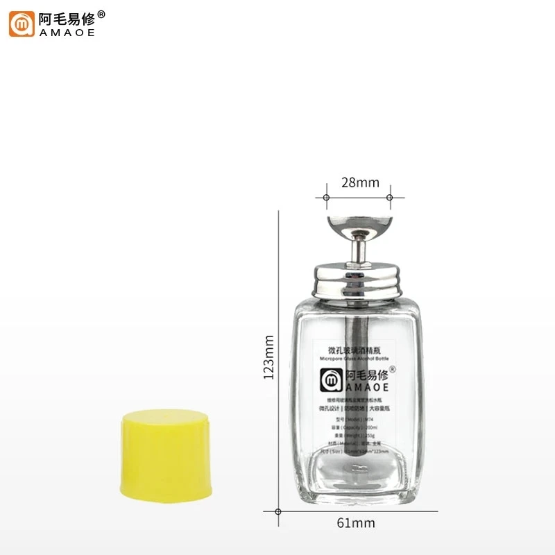 Amaoe M74 200ML Glass Alcohol Bottle Microporous Push-Type Anti-Spray Anti-Blocking Stainless Steel Tube Transparent Container