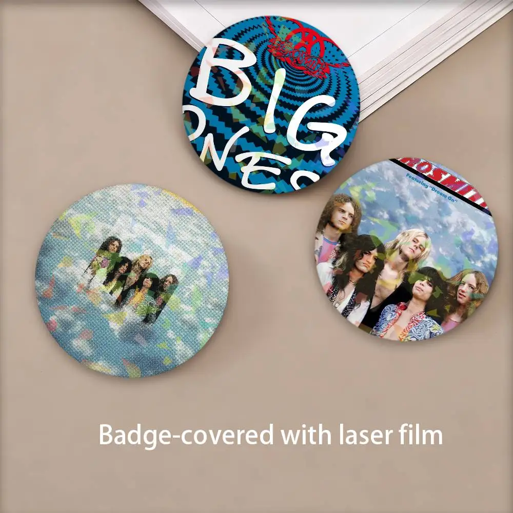Band A-AEroSmItH-H Fashion Round Badge for Backpack Accessories Laser Lapel Pins Jewelry Gifts