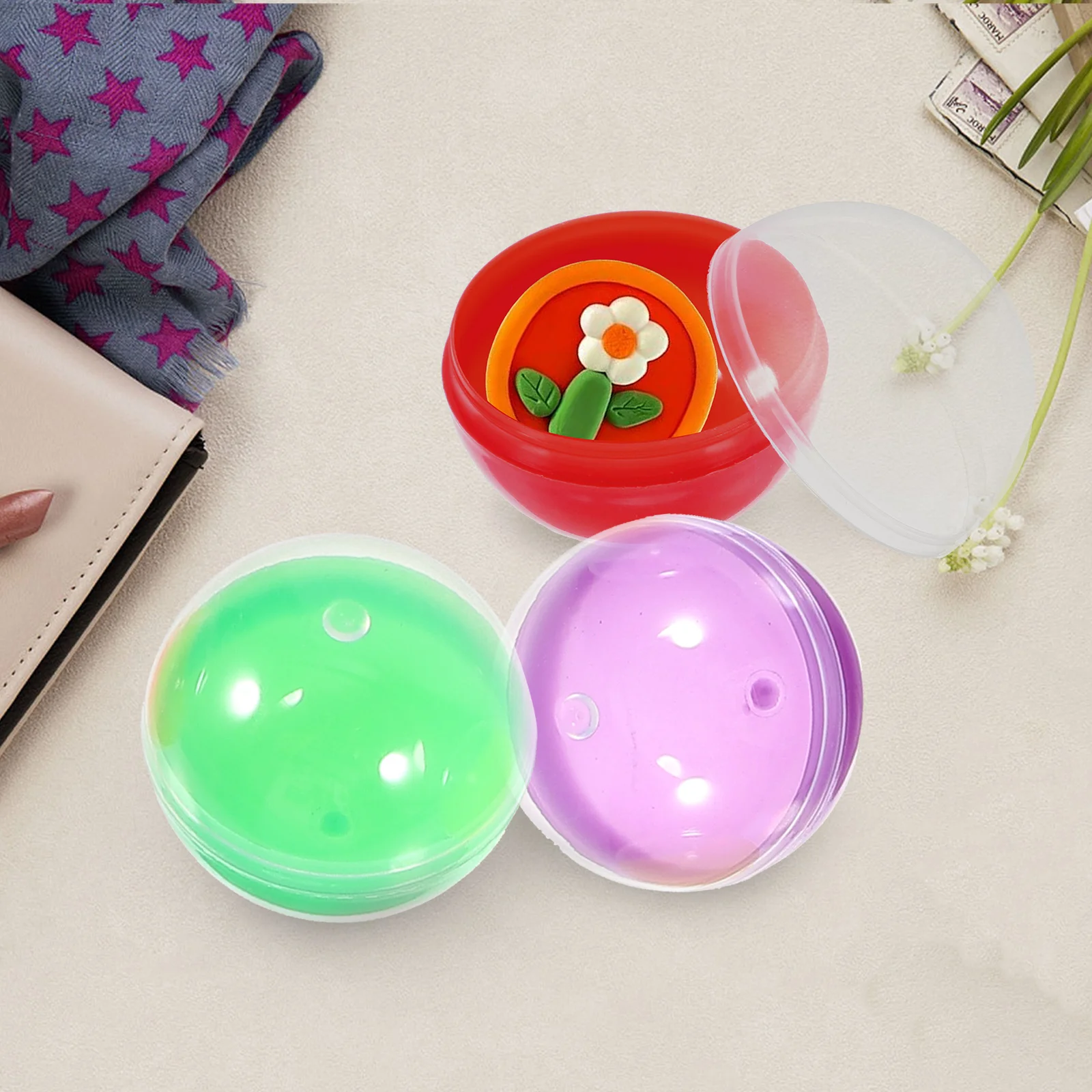 50 Pcs Gumballs Egg Machine Capsule Shell Empty Basket Plastic Wrapping Funny Colored Vending Child