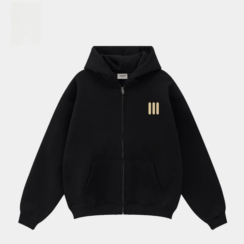 

entials Trendy Tee-Stripes Zipper Cardigan Jaet ex Loose Hoodie Sweatirt High Street Sle Autumn Casual Wear