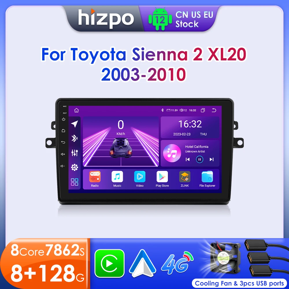 

Hizpo Car Radio For TOYOTA Sienna 2 XL20 2003 2004-2010 Multimedia Navigation 2 din Android Autoradio CarPlay Stereo Head Unit