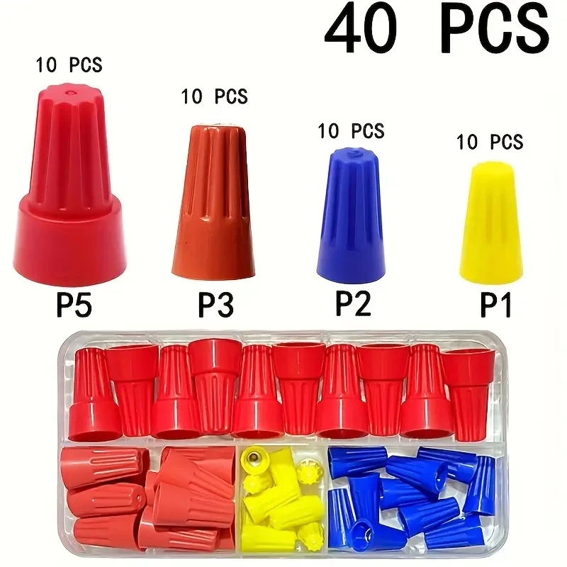 40PCS boxed fast connector set, rotary transform spring cover terminal, electrical equipment connector, stainless steel spring +