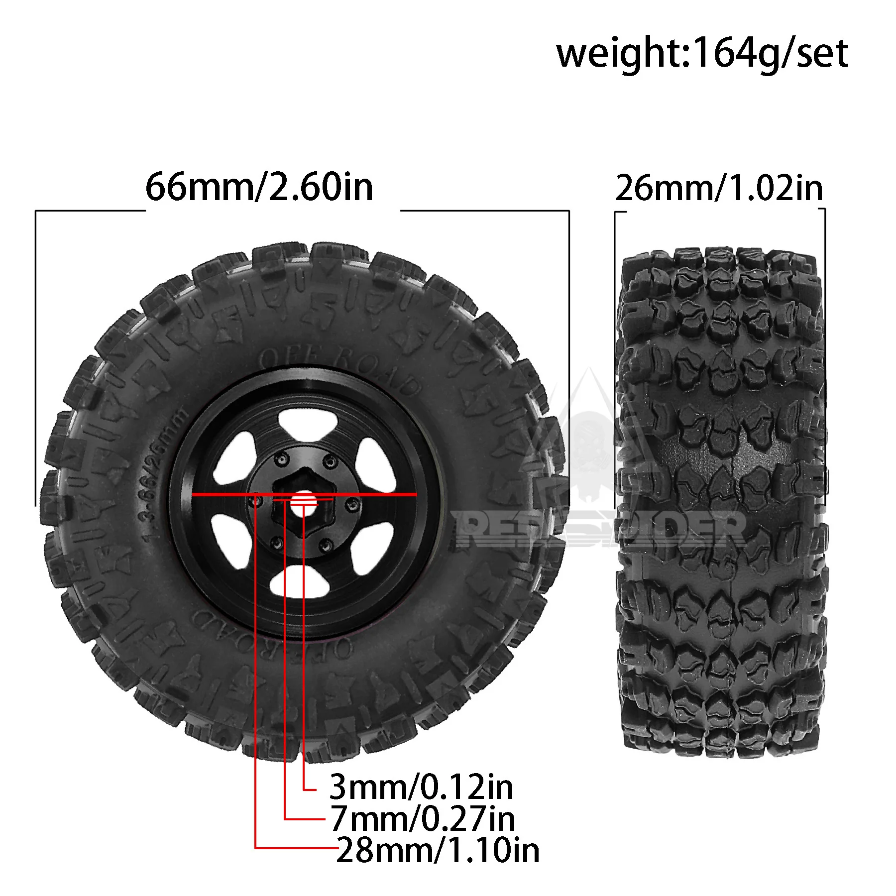 RED SPIDER 4Pcs CNC Aluminum 1.3 inch Beadlock Wheel & Tire  for 1/18 Traxxas TRX4M Axial SCX24 AX24 FCX24 FCX24M Ascent-18