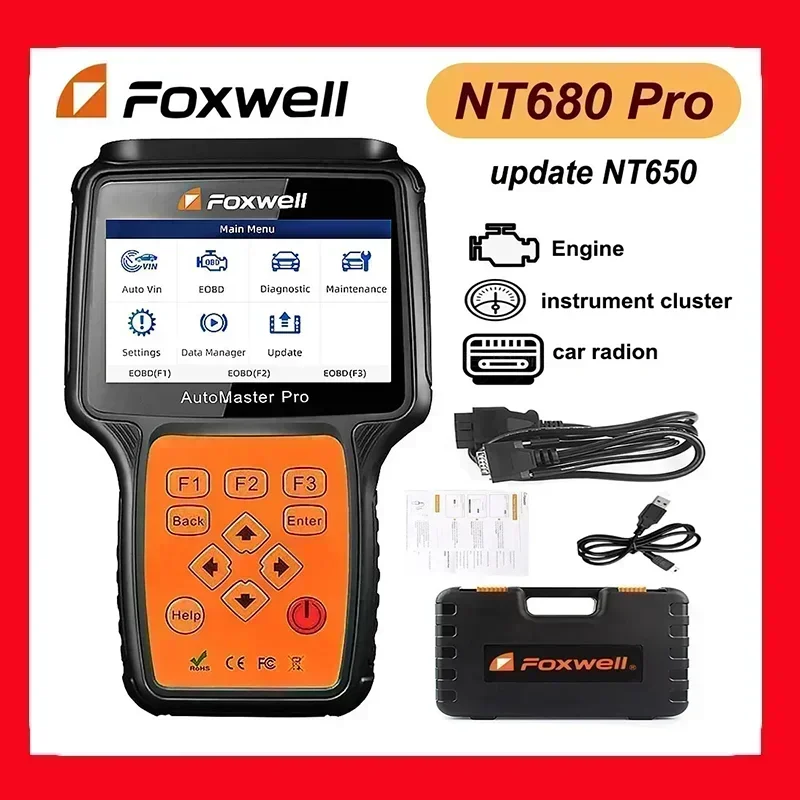 FOXWELL NT680 Plus  All Systems Diagnostic Scanner NT680 Pro Oil Light/Service Reset+EPB Functions foxwell scanner PK nt650 pro