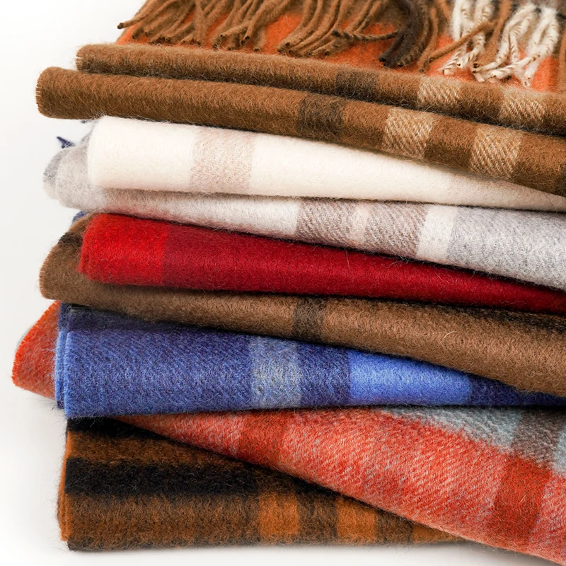 Men Scarf Pure Cashmere Scarf Thickened Warm Tassel Plaid Business Cashmere Scarf In Autumn and Winter.