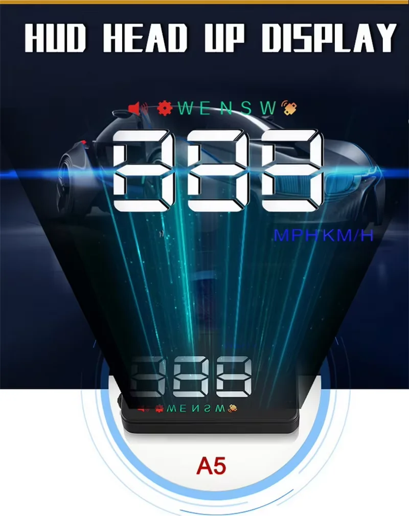 3.5 بوصة HD A5 HUD عرض عداد السرعة الرقمي km/ساعة MPH تحذير السلامة GPS سيارة رئيس يصل العرض عرض وضع مزدوج