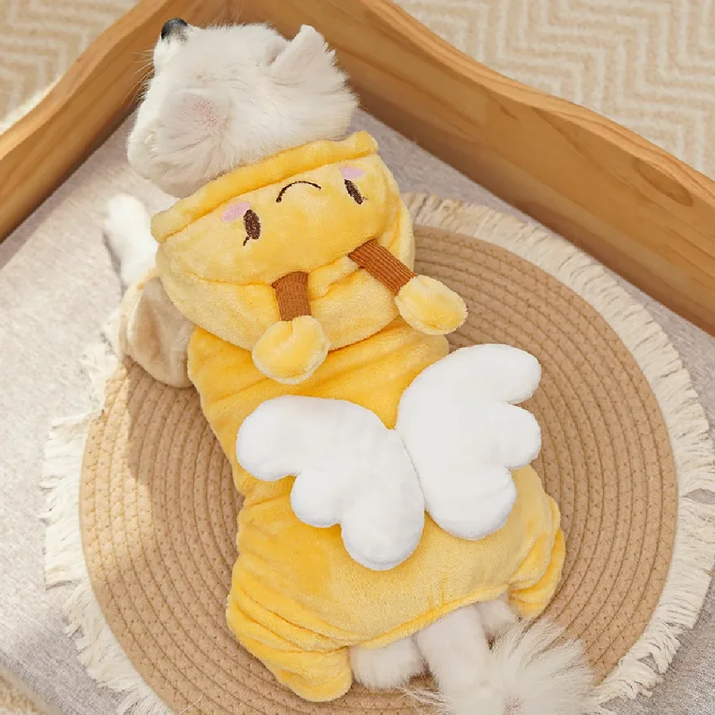 زي كلب النحل ثلاثي الأبعاد، سترة حيوانات أليفة نحلة للعام الجديد لعيد الهالوين وعيد الميلاد، معطف دافئ من القطيفة على شكل جرو، قطة حيوانات لطيفة