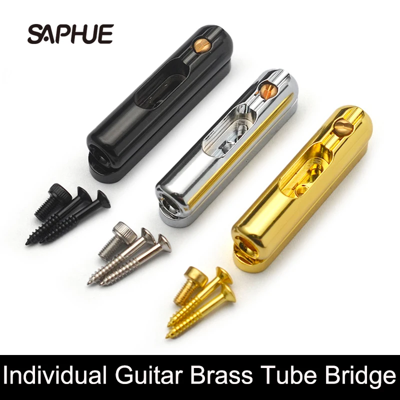 6Pcs Individual Guitar Brass Tube Style Bridge 8.5x41.5mm Single String Bridge Bottom Trough String Split Bridge