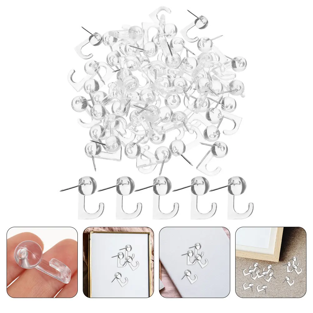 

100Pcs Push Pin Hooks Plastic Heads Thumbtacks for Cork Board Office Supplies Map Message Board Multi Function Pushpins