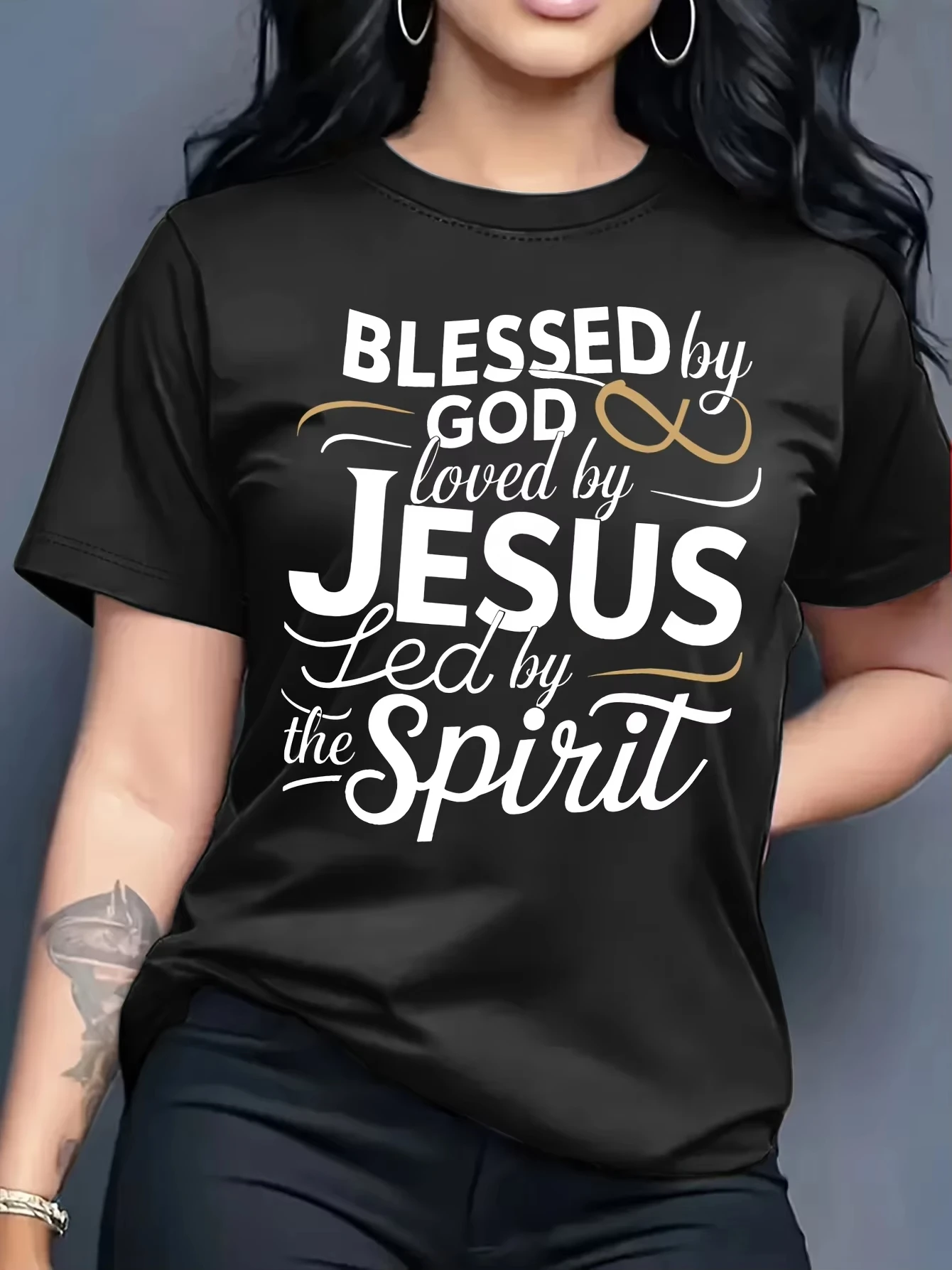 2026 Summer Blessed By God Loved By Jesus Women's Tee Multi Colors, Vintage Y2K Top for Daily Church Vacation Wear