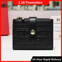 CH Cartera corta clásica de Color sólido para mujer, múltiples ranuras para tarjetas, monedero con cremallera, tarjetero moderno y portátil