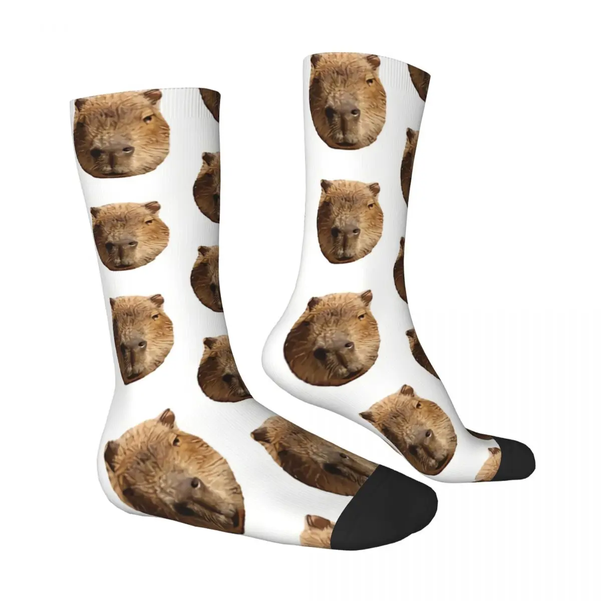 Funny Men's Socks Male Capybara Face Vintage Harajuku Capybara Hip Hop Novelty Crew Crazy Sock Gift Pattern Printed